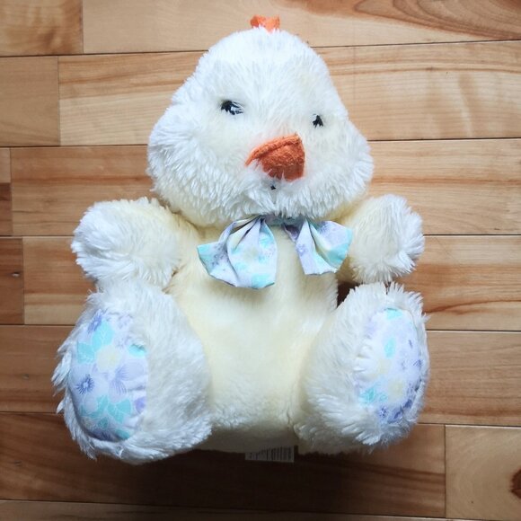 VINTAGE 1991 Cuddle Wit Duck with Ribbon Floral Feet Stuffed Animal Plush - Picture 1 of 2
